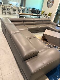 Leather Sofa Sectional (Slate) - Grey