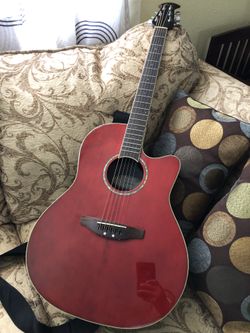Ovation CS24 Celebrity Series Mid-Depth Acoustic-Electric Guitar Ruby Red