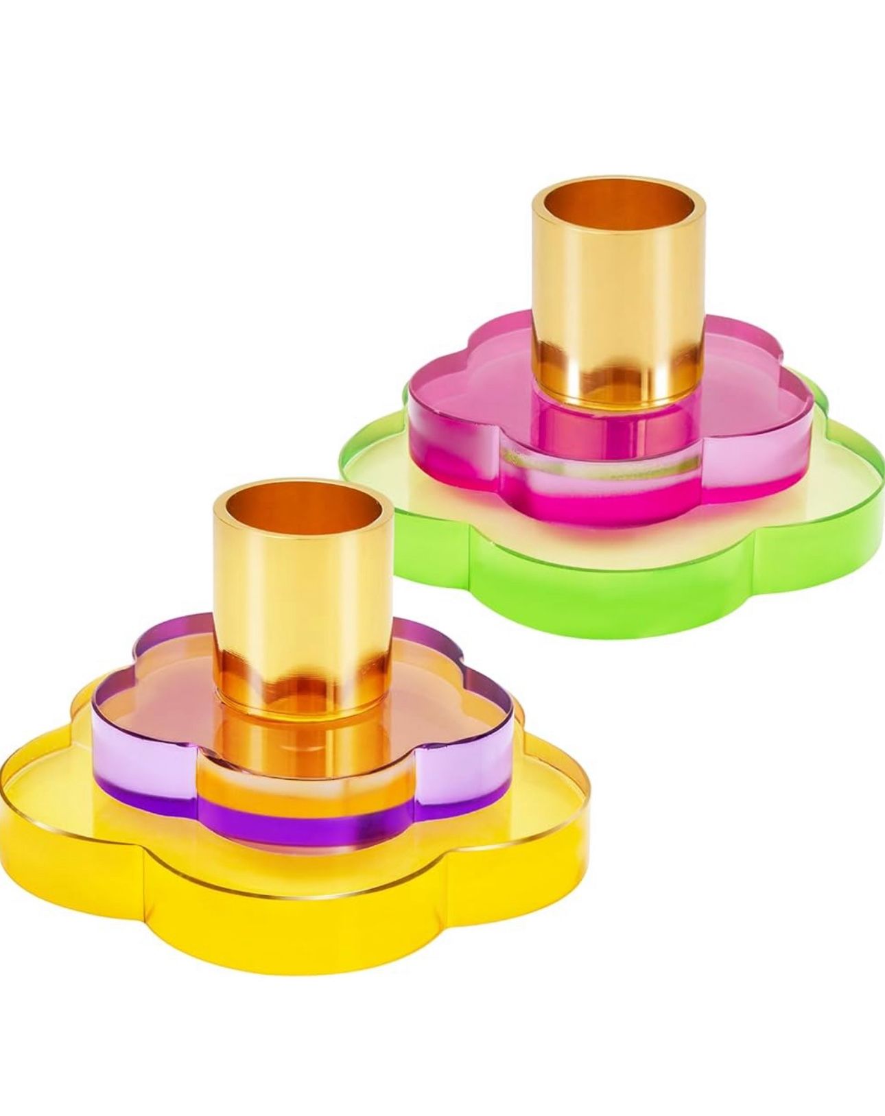 New-Set of 2 Candle Holders, Flower-Shaped Candlestick Holders for Taper Candles, Glass Candle Stick Holders Candle Stand, Table Centerpieces for Wedd