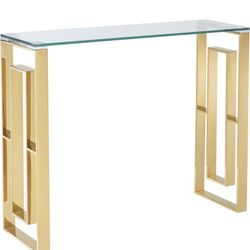 Nspire Console Table, Stainless Steel/Glass, Gold
