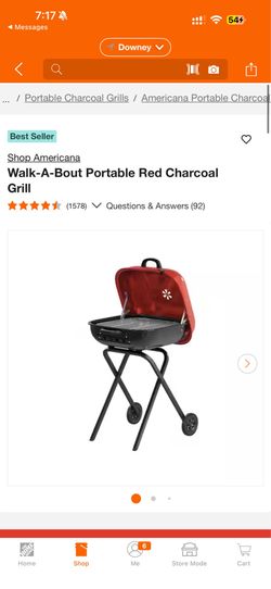 Walk-A-Bout Portable Red Charcoal Grill