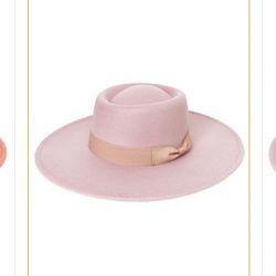 Cotton Pink Wide Stiff Brim Bolero. Crown Hat