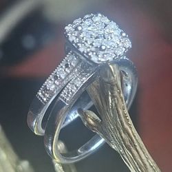 Woman White Gold Rhodium, Diamond Ring Set