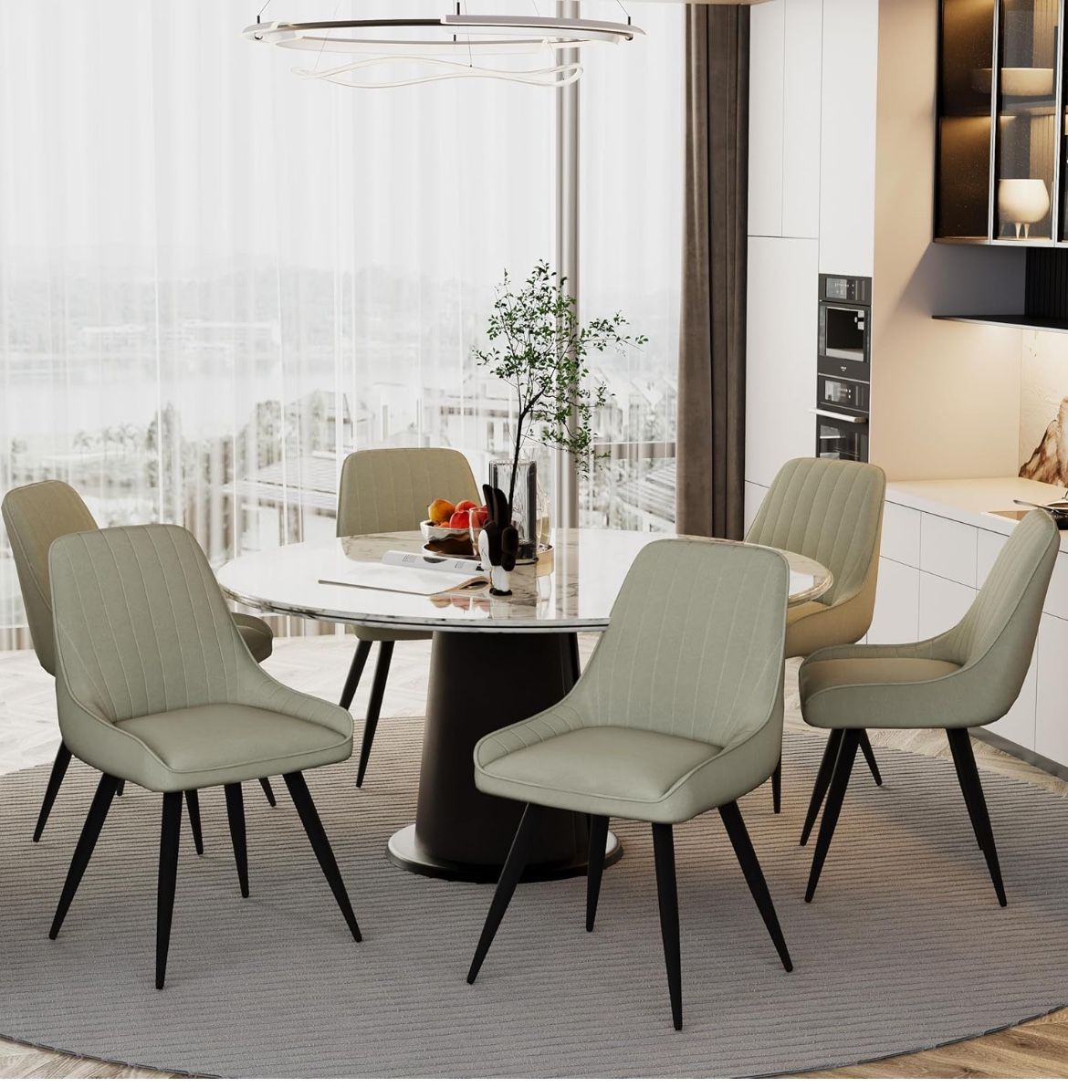 Modern Dining Chairs Set of4 Upholstered Kitchen Chairs, Mid