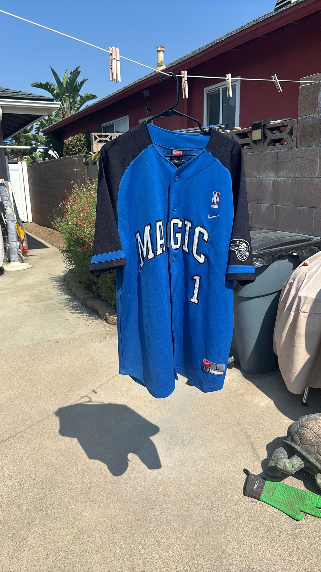 Magic Tracy McGrady Nike Button Up Baseball Jersey Size Large Rare & Hard To Find