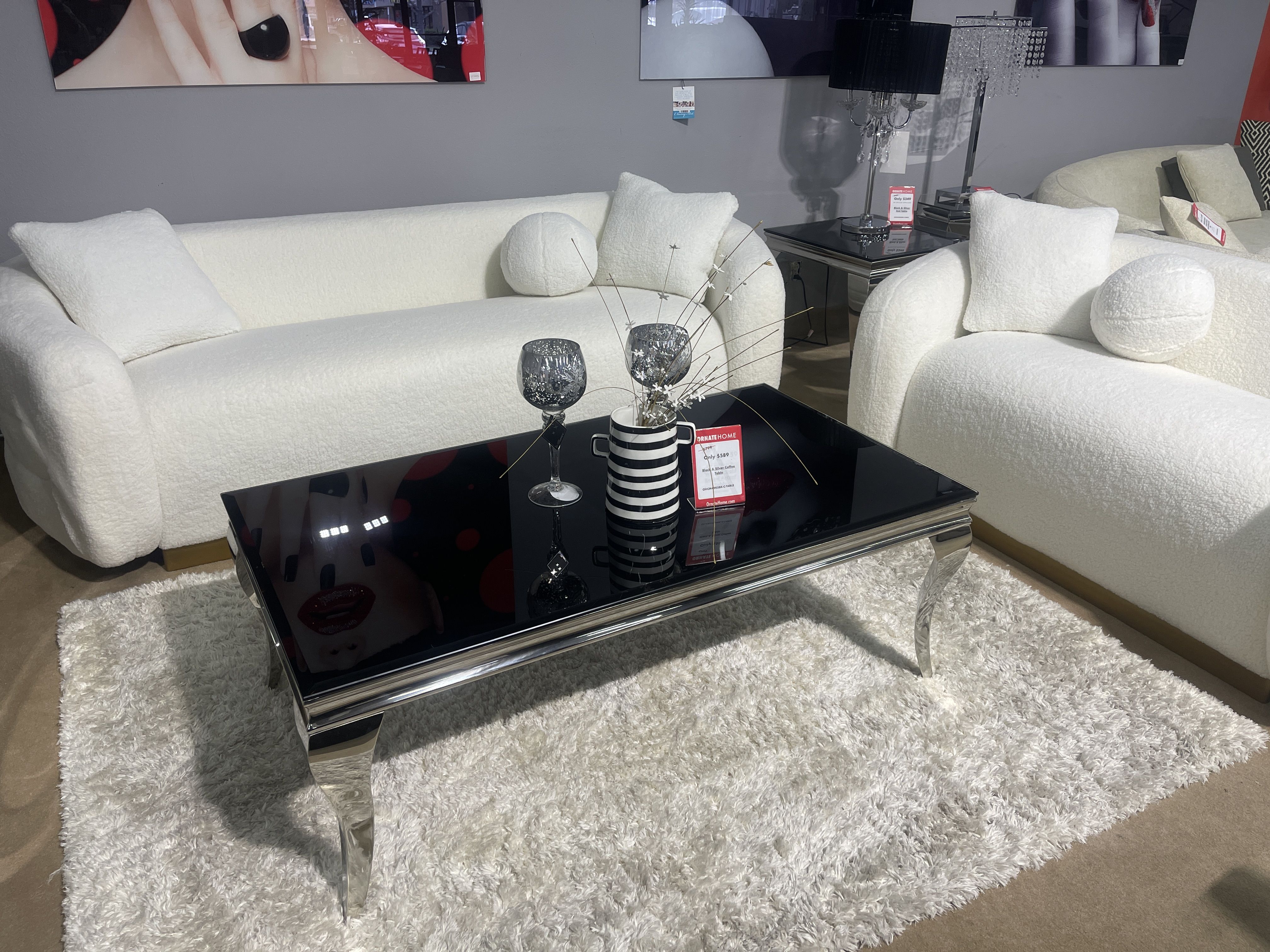 White Boucle Teddy Sherpa Sofa / Sofá Cómodo