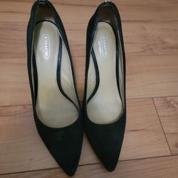 Coach Velvet Black High Heel Ladies Shoes Size 8