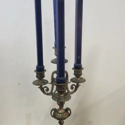 Vintage Brass Candelabra Brevettato Italian Baroque 3 Arms