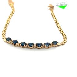 18kt Gold Oval Sapphire & Diamonds Bracelet 8.60grams 7” I-558