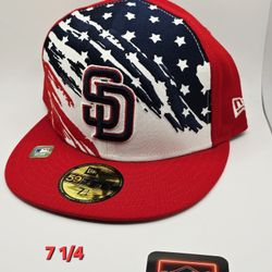 New Era San Diego Padres 4th Of July Edition Patriotic American Fitted Hat 7 1/4