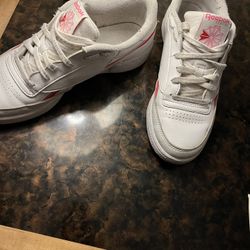 white and pink reebok vegan 