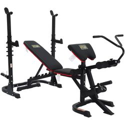 Fitvids Adjustable Olympic Workout Bench with Squat Rack Weights And Bars