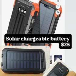 Solar chargerable battery bank