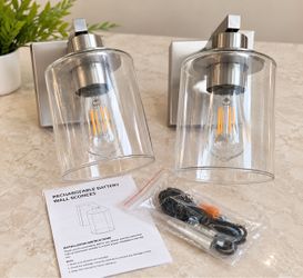 Set of 2 Rechargeable Wall Sconces – Brand New