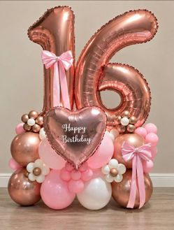 Number 16 balloon bouquet