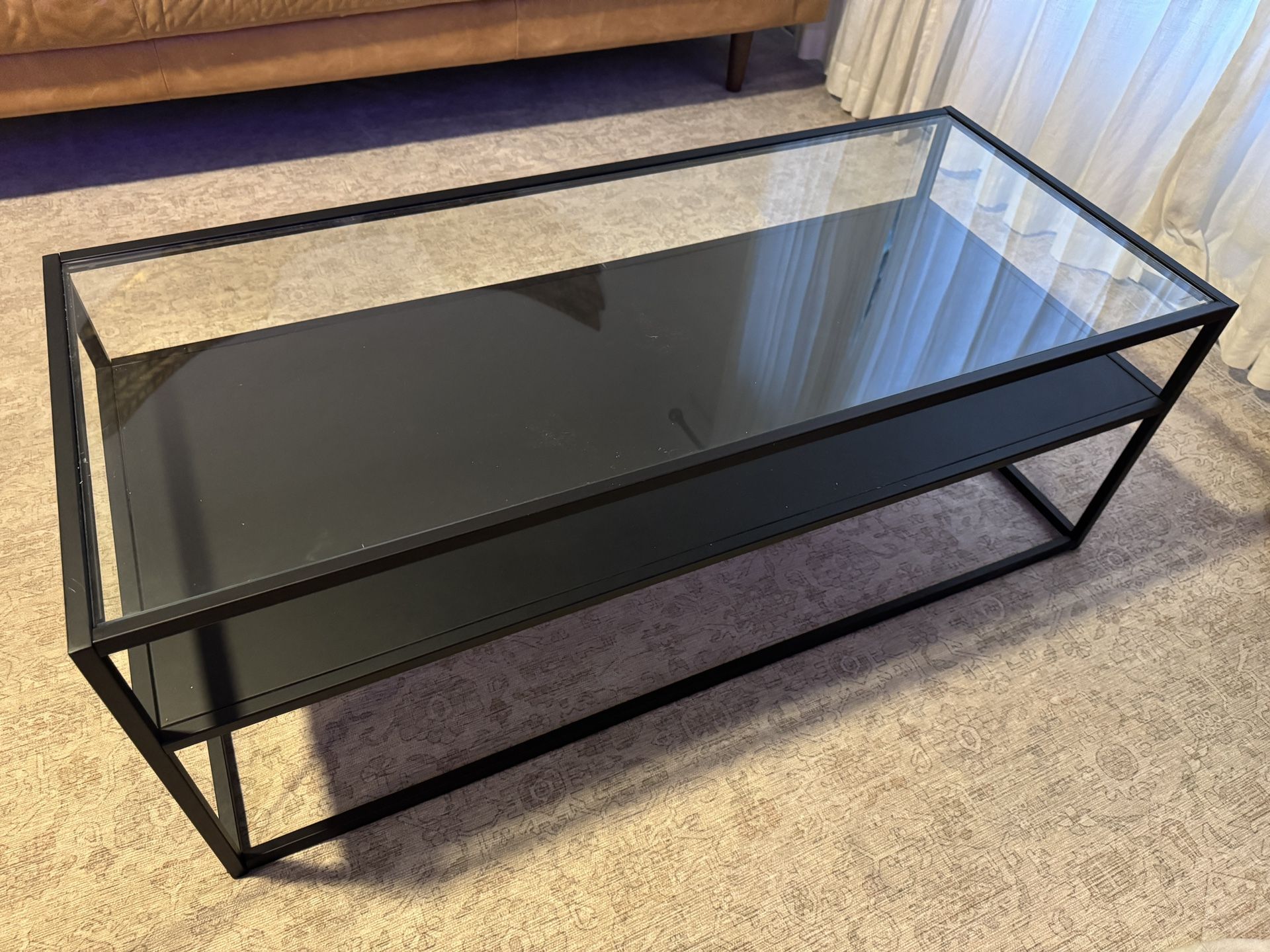 Rectangle black glass coffee table