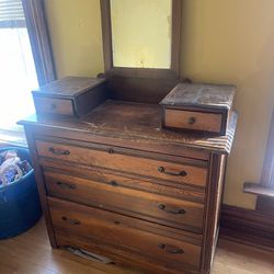Antique Real Wood Dresser With Mirror