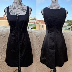 Bebe zip front black satin mini dress size XS extra small NEW w/ defect no belt