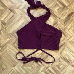 Purple Cris Cross Halter Crop Top