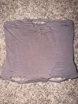 Gray Distressed Crop Tube Top