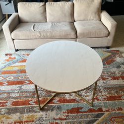 Living Room Couch , Center Table And Floor Carpet