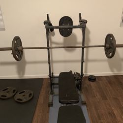 7FT BARBELL AND RACK ONLY