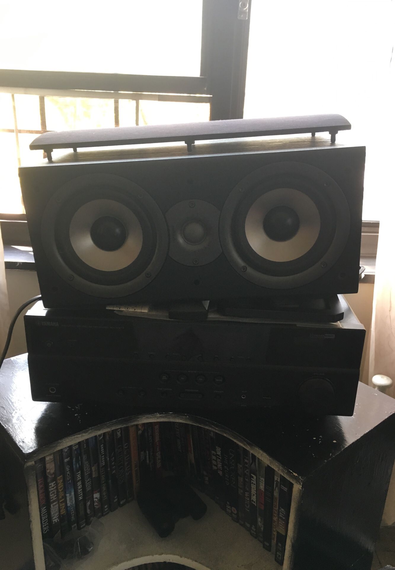Yamaha digital stereo and Polk audio speakers