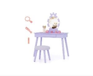 Kids Vanity Set with Lighted Mirror with Adjustable Brightness and Large Drawer