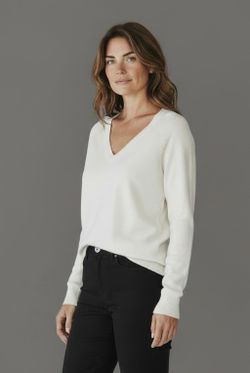 Banana Republic Women Ivory Forever V- Neck Sweater - Size M
