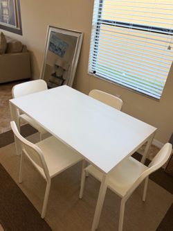 IKEA Melltorp dining table with IKEA TEODORES chairs