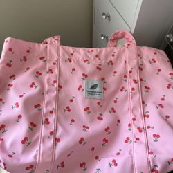 pink cherry-print tote