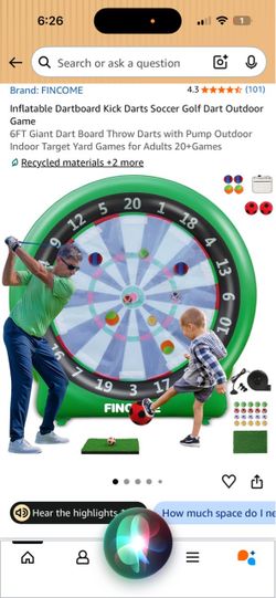 FINCOME 6FT Inflatable Dart Board Outdoor Game
