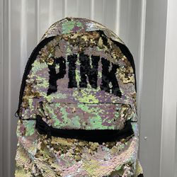 Pink victoria secret sequin backpack