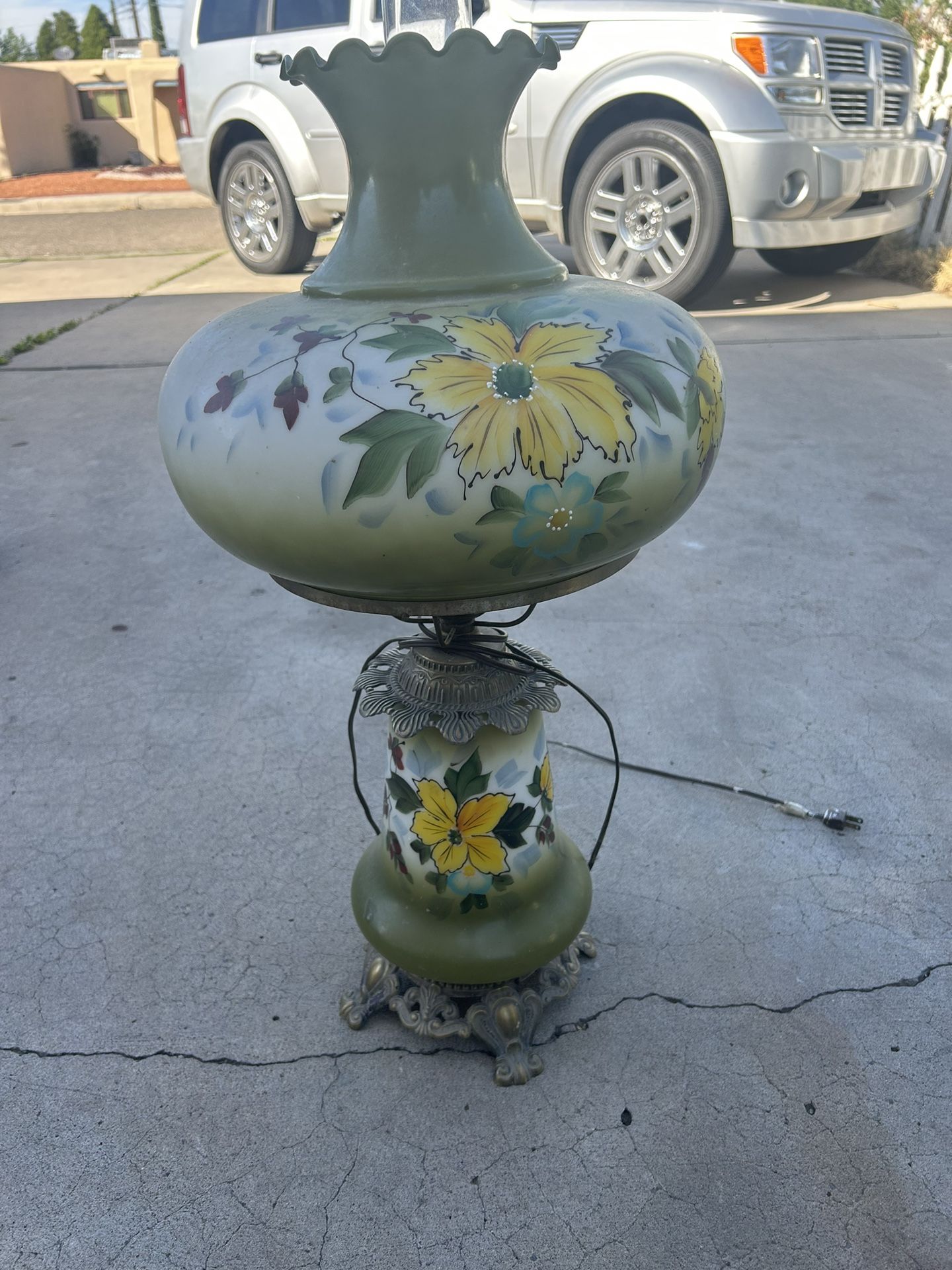 Vintage Lamp, Hand Painted