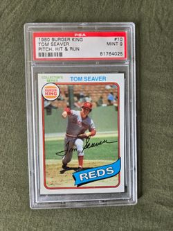 TOM SEAVER 1980 Burger King "Pitch, Hit & Run" #10 PSA Graded Card MINT 9 MLB Cincinnati Reds