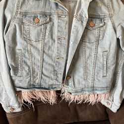 Jean Jacket With Pink Fringe 