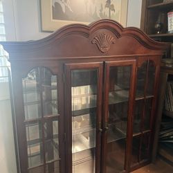 FREE Solid Wood Hutch With Glass Shelving And Mirror Back