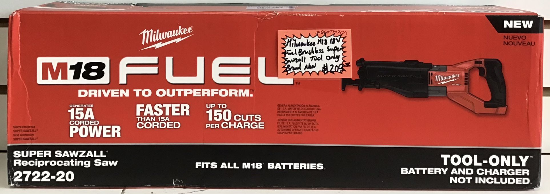 Milwaukee M18 18V Fuel Brushless Super Sawzall Tool Only Brand New