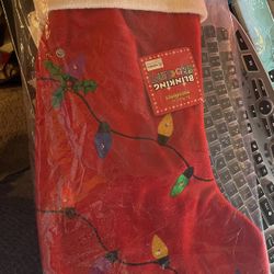 NEW Blinking LED Lights Christmas Stocking 