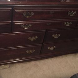 Queen Anne Style long dresser and mirror.