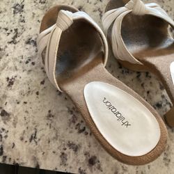 Xhilaration White Heeled Sandals 