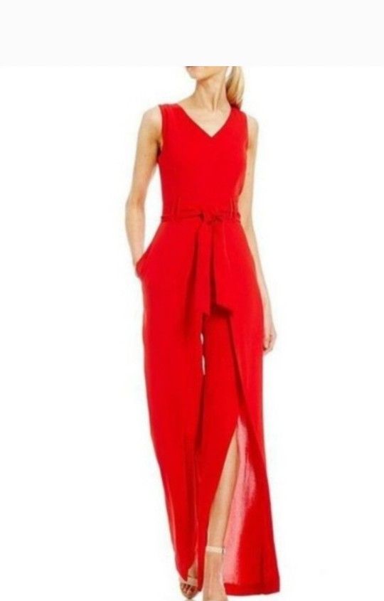 Antonio Melani Red Flared Jumpsuit Size 8