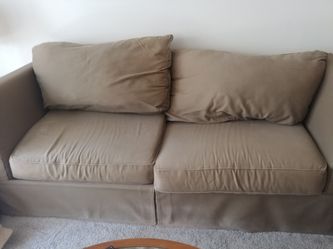 Olive green long couch, nondown