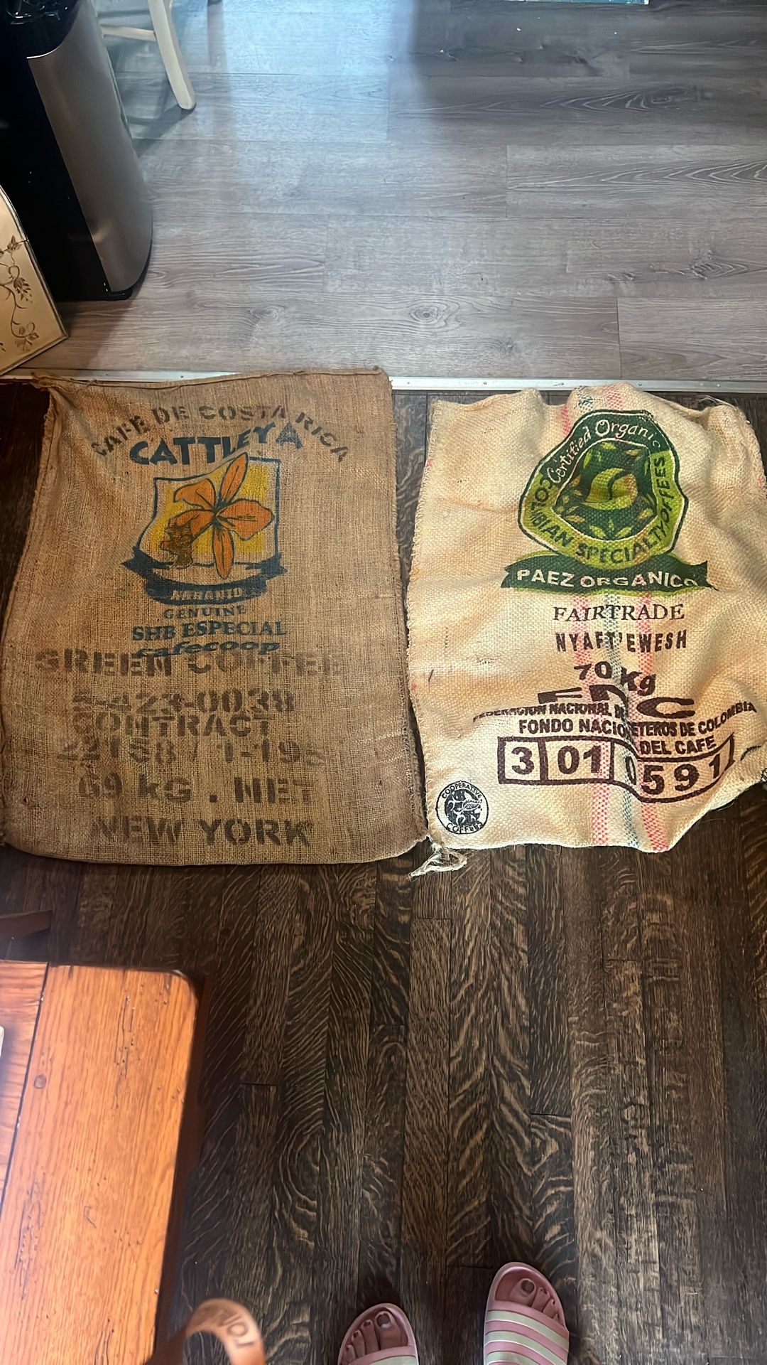 Set Of Two Large Burlap Bags