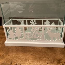 PEACE Glass/Wood 3 Tea Light Candle Holder