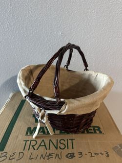Wicker Basket with Handles with Cloth Lining, for Easter, Picnics, Gifts