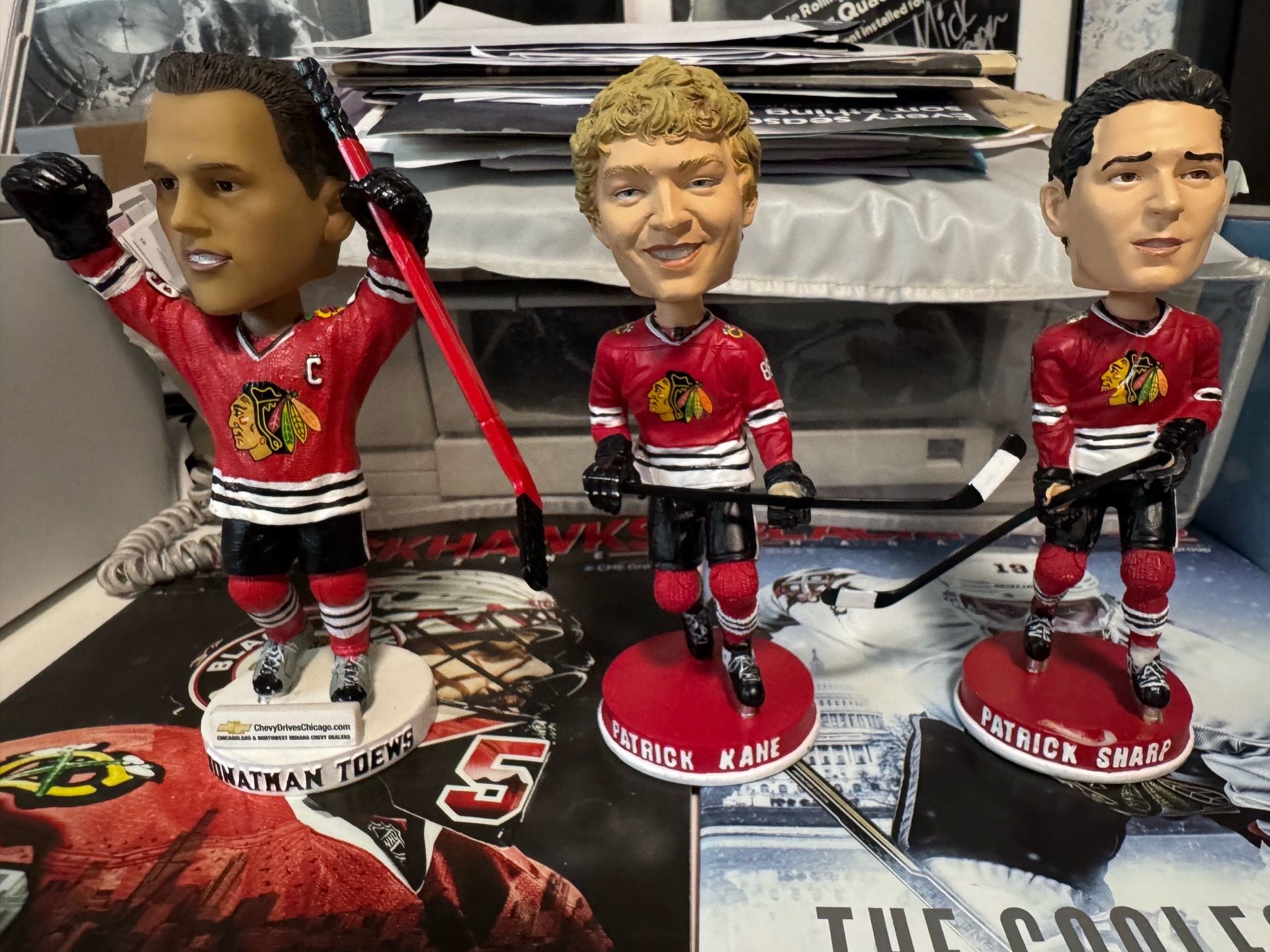 Vintage Bobbleheads- Kane, Toews, & Sharp from 2006-2008, Chicago Blackhawks