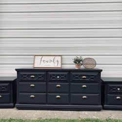 Refinished Dresser And Nightstand Set