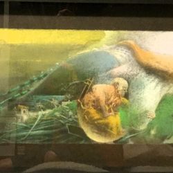 Snow Larva Phenomenal Dry Pastel By Jacek Baszkowski 17x33.5" Framed, Signed, Dated 1990