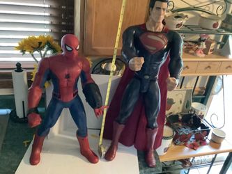 Marvel 2017 Spiderman Home owing Super Sense 24” figure,  And  Superman by JAKKS 31” figure DC Comics, excellent condition  Both one price Plainfield,